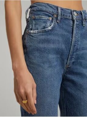 Agolde Riley High-Rise Indigo Straight-Leg Cropped Jeans